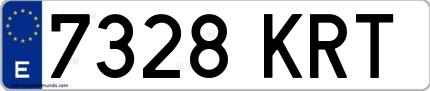Ejemplo de matrícula española 7328 KRT