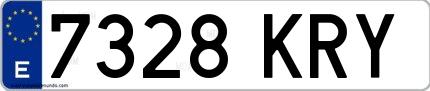 Ejemplo de matrícula española 7328 KRY