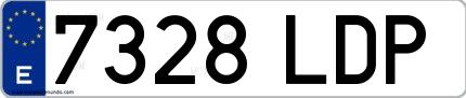 Ejemplo de matrícula española 7328 LDP