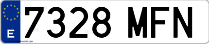 Ejemplo de matrícula de coche ordinaria 7328 MFN