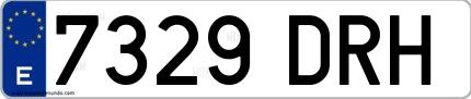 Ejemplo de matrícula española 7329 DRH