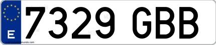 Ejemplo de matrícula española 7329 GBB