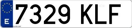 Ejemplo de matrícula española 7329 KLF