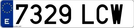 Ejemplo de matrícula española 7329 LCW