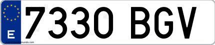 Ejemplo de matrícula de coche ordinaria 7330 BGV