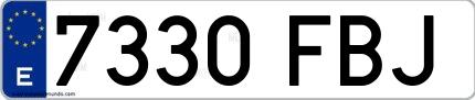 Ejemplo de matrícula española 7330 FBJ