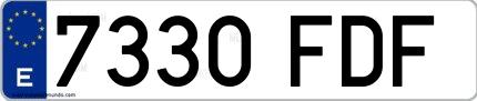 Ejemplo de matrícula española 7330 FDF
