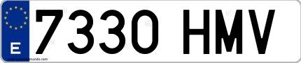Ejemplo de matrícula española 7330 HMV