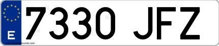 Ejemplo de matrícula española 7330 JFZ