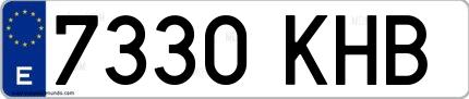 Ejemplo de matrícula española 7330 KHB