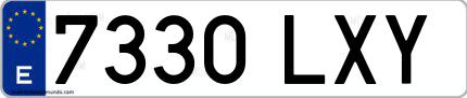 Ejemplo de matrícula española 7330 LXY