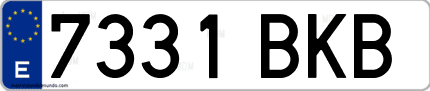 Ejemplo de matrícula de coche ordinaria 7331 BKB