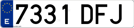 Ejemplo de matrícula de coche ordinaria 7331 DFJ