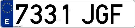 Ejemplo de matrícula española 7331 JGF