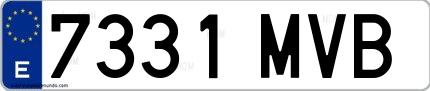 Ejemplo de matrícula española 7331 MVB