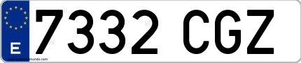 Ejemplo de matrícula española 7332 CGZ