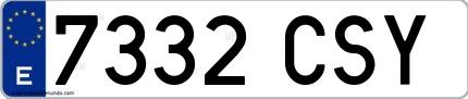 Ejemplo de matrícula española 7332 CSY