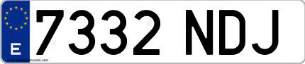 Ejemplo de matrícula española 7332 NDJ