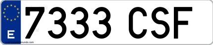 Ejemplo de matrícula española 7333 CSF