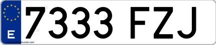 Ejemplo de matrícula española 7333 FZJ