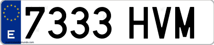 Ejemplo de matrícula de coche ordinaria 7333 HVM