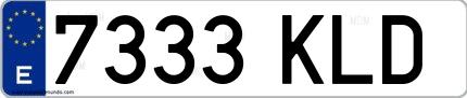 Ejemplo de matrícula española 7333 KLD