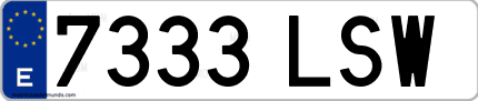 Ejemplo de matrícula de coche ordinaria 7333 LSW