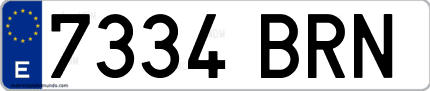 Ejemplo de matrícula de coche ordinaria 7334 BRN
