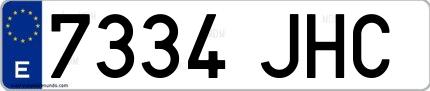 Ejemplo de matrícula española 7334 JHC
