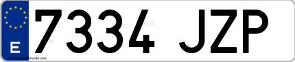Ejemplo de matrícula de coche ordinaria 7334 JZP