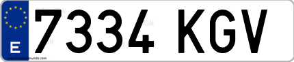 Ejemplo de matrícula de coche ordinaria 7334 KGV