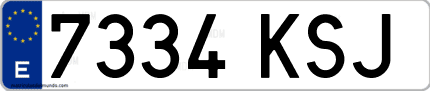 Ejemplo de matrícula de coche ordinaria 7334 KSJ