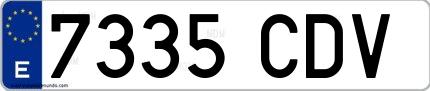 Ejemplo de matrícula española 7335 CDV