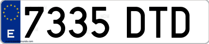 Ejemplo de matrícula de coche ordinaria 7335 DTD