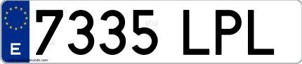 Ejemplo de matrícula española 7335 LPL