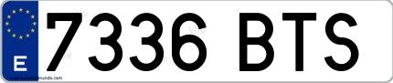 Ejemplo de matrícula española 7336 BTS