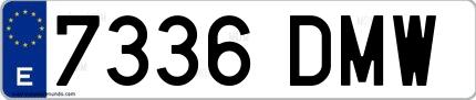 Ejemplo de matrícula española 7336 DMW