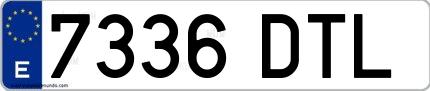 Ejemplo de matrícula española 7336 DTL