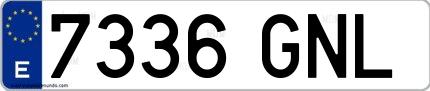 Ejemplo de matrícula española 7336 GNL