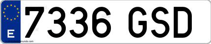 Ejemplo de matrícula española 7336 GSD