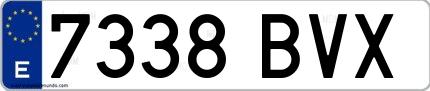 Ejemplo de matrícula española 7338 BVX