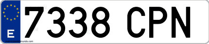 Ejemplo de matrícula de coche ordinaria 7338 CPN