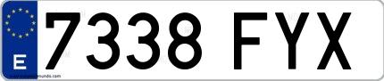 Ejemplo de matrícula española 7338 FYX