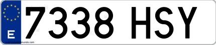Ejemplo de matrícula española 7338 HSY