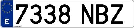 Ejemplo de matrícula española 7338 NBZ