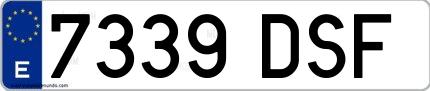 Ejemplo de matrícula española 7339 DSF