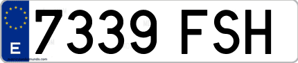 Ejemplo de matrícula de coche ordinaria 7339 FSH