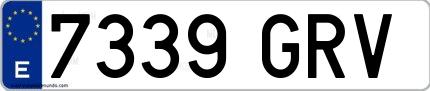 Ejemplo de matrícula española 7339 GRV