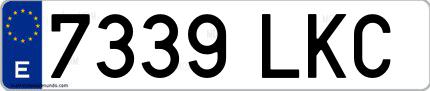 Ejemplo de matrícula española 7339 LKC