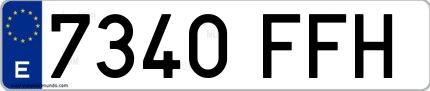 Ejemplo de matrícula española 7340 FFH